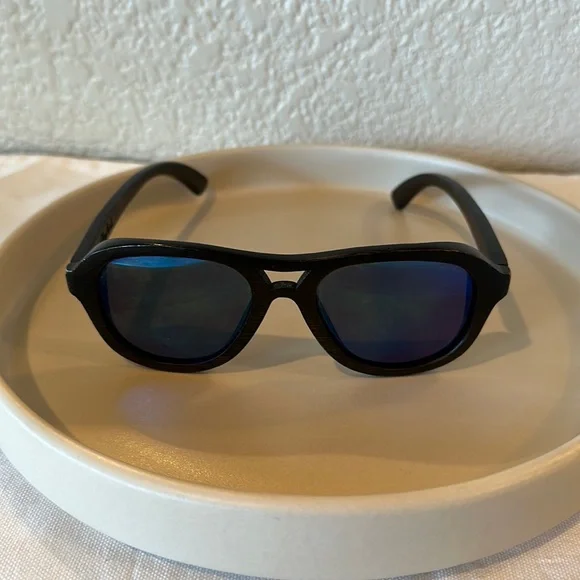 Swell Black Bamboo Sunglasses Swell Vision Black Bamboo Wayfarer Sunglasses with Smoke  main image 2